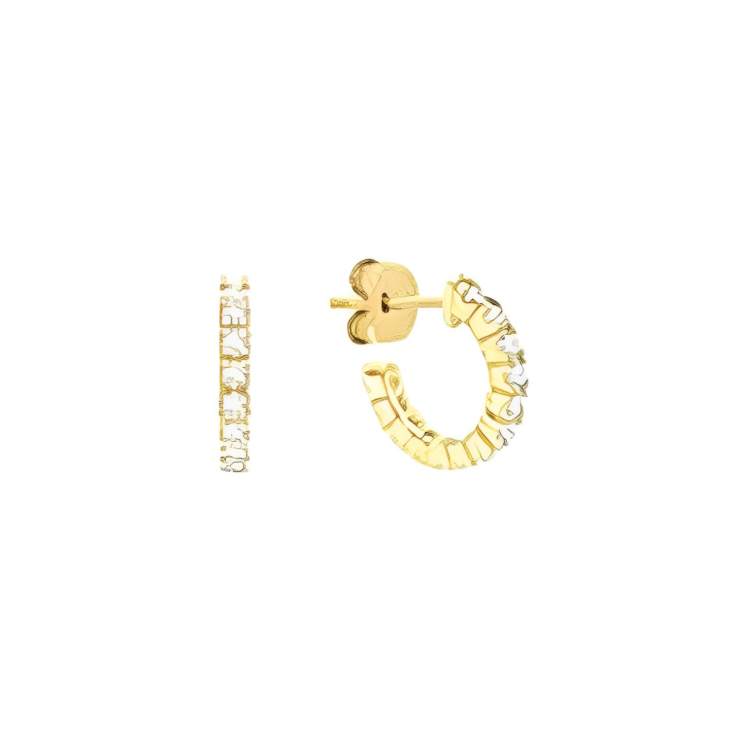 Circle Earrings in Real Gold and Zircons