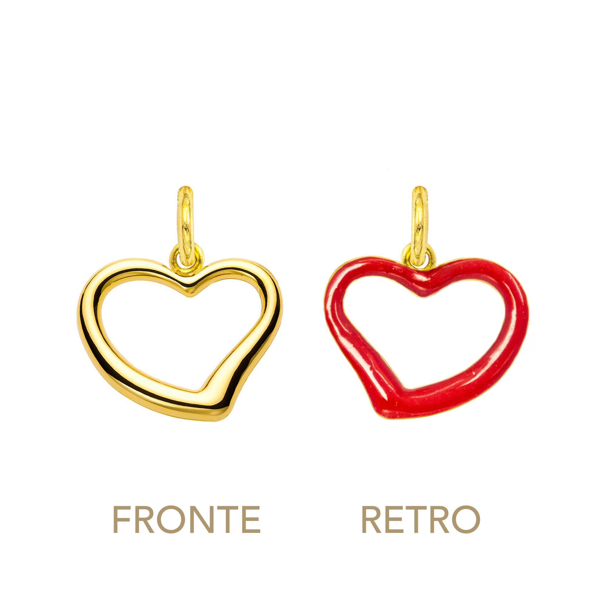 Charm Cuore in Oro e Smalto Rosso
