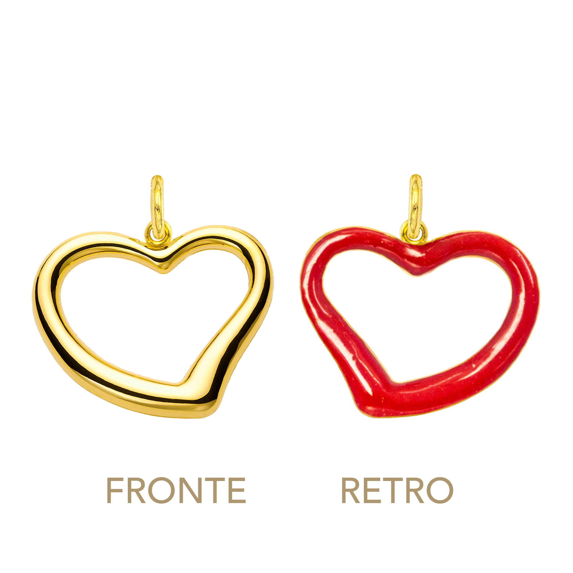Charm Cuore in Oro e Smalto Rosso