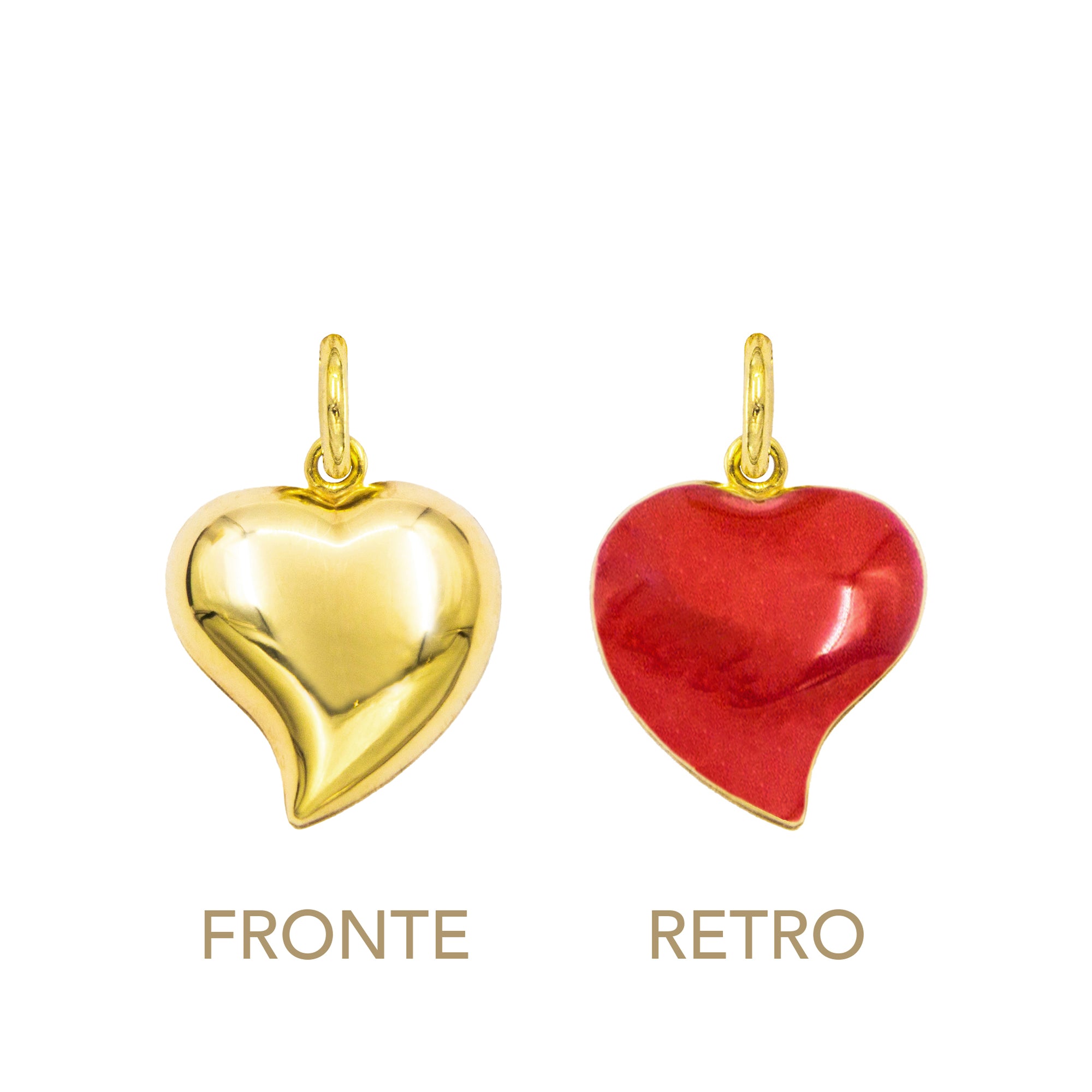 Charm Cuore in Oro e Smalto Rosso