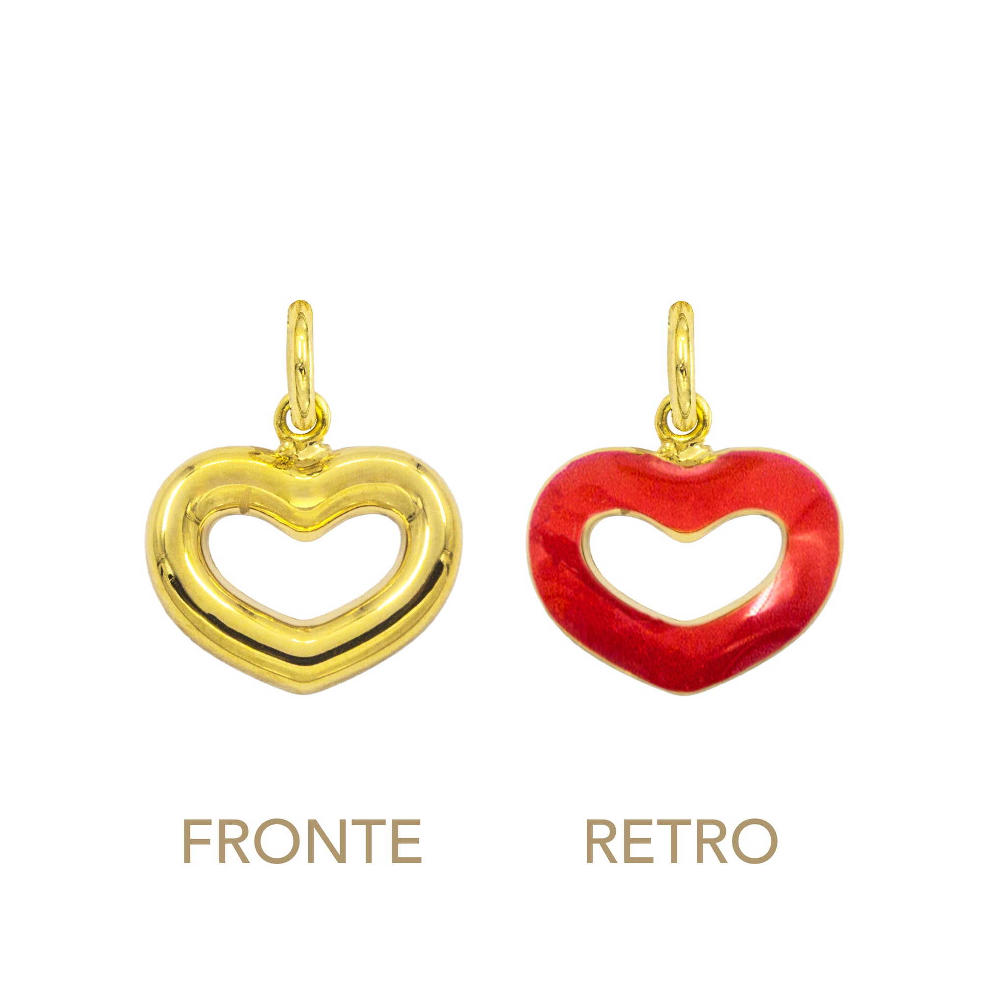 Charm Cuore in Oro e Smalto Rosso