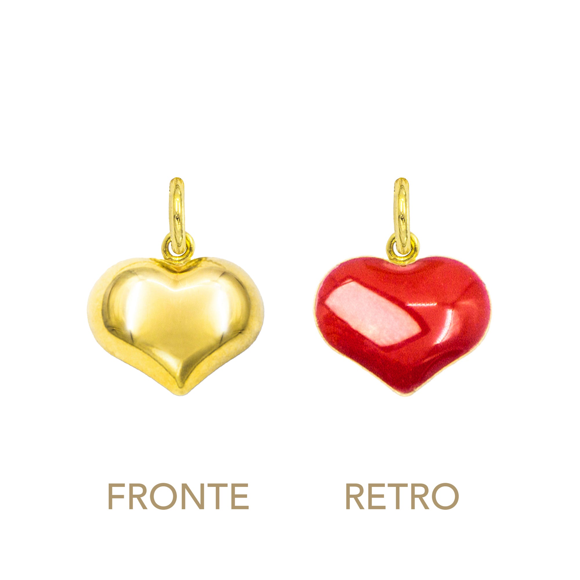 Charm Cuore in Oro e Smalto Rosso