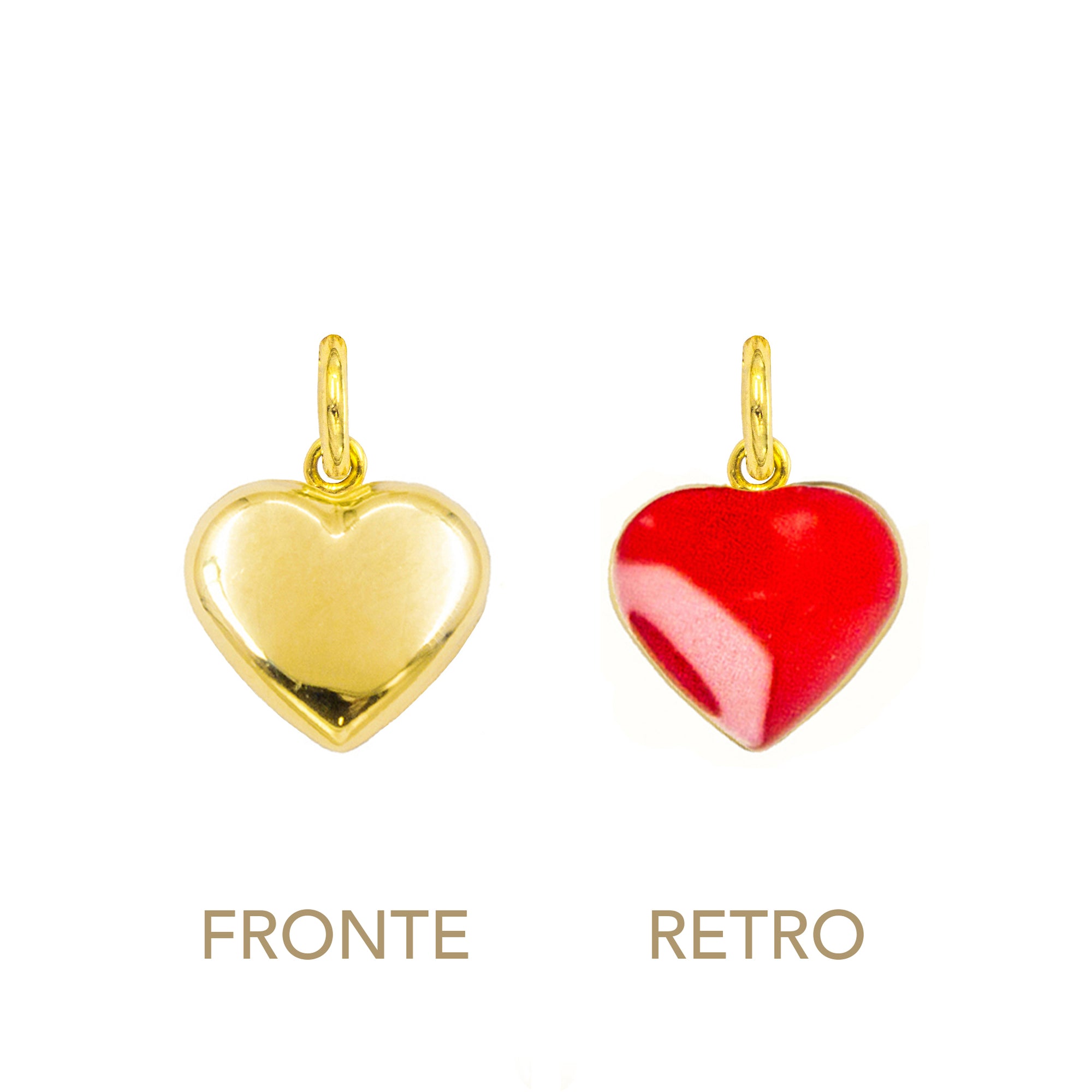 Charm Cuore in Oro e Smalto Rosso