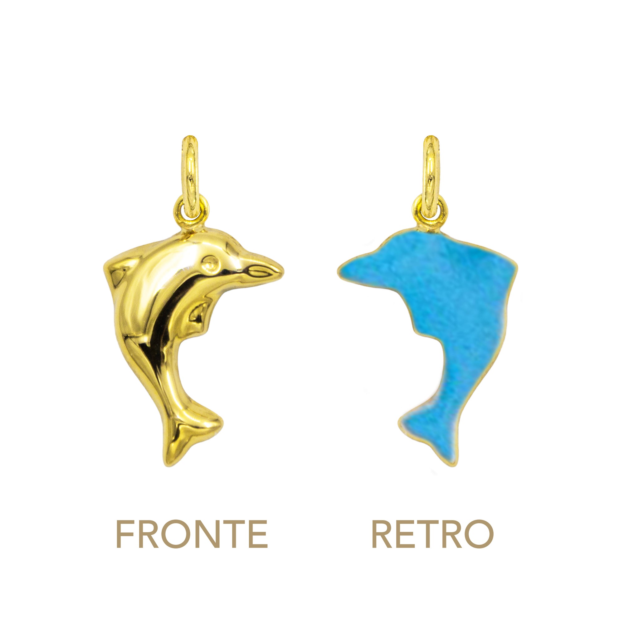 Charm Delfino in Oro e Smalto Azzurro