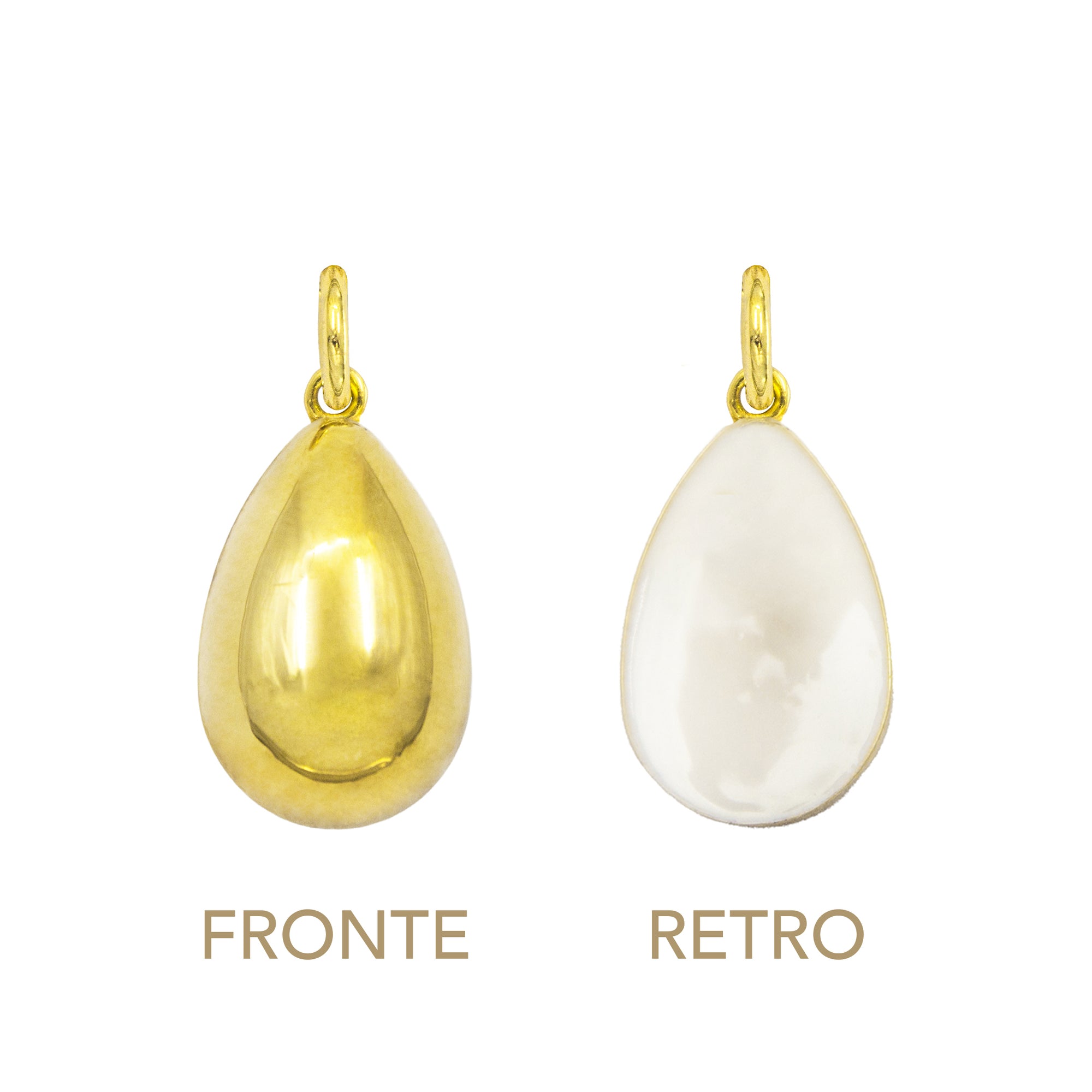 Charm Goccia in Oro e Smalto Bianco