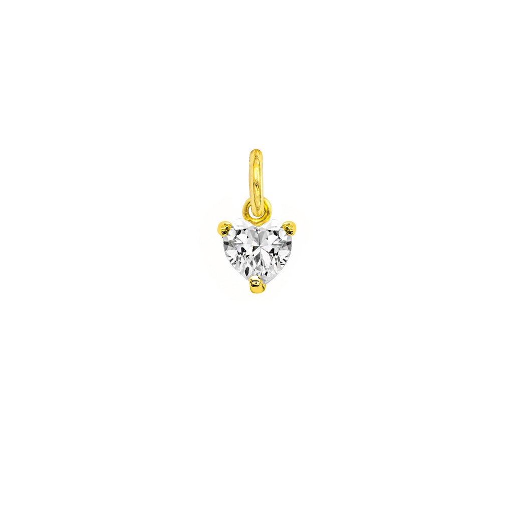 Gold Heart Charm with Zirconia in yellow gold | Facco Gioielli