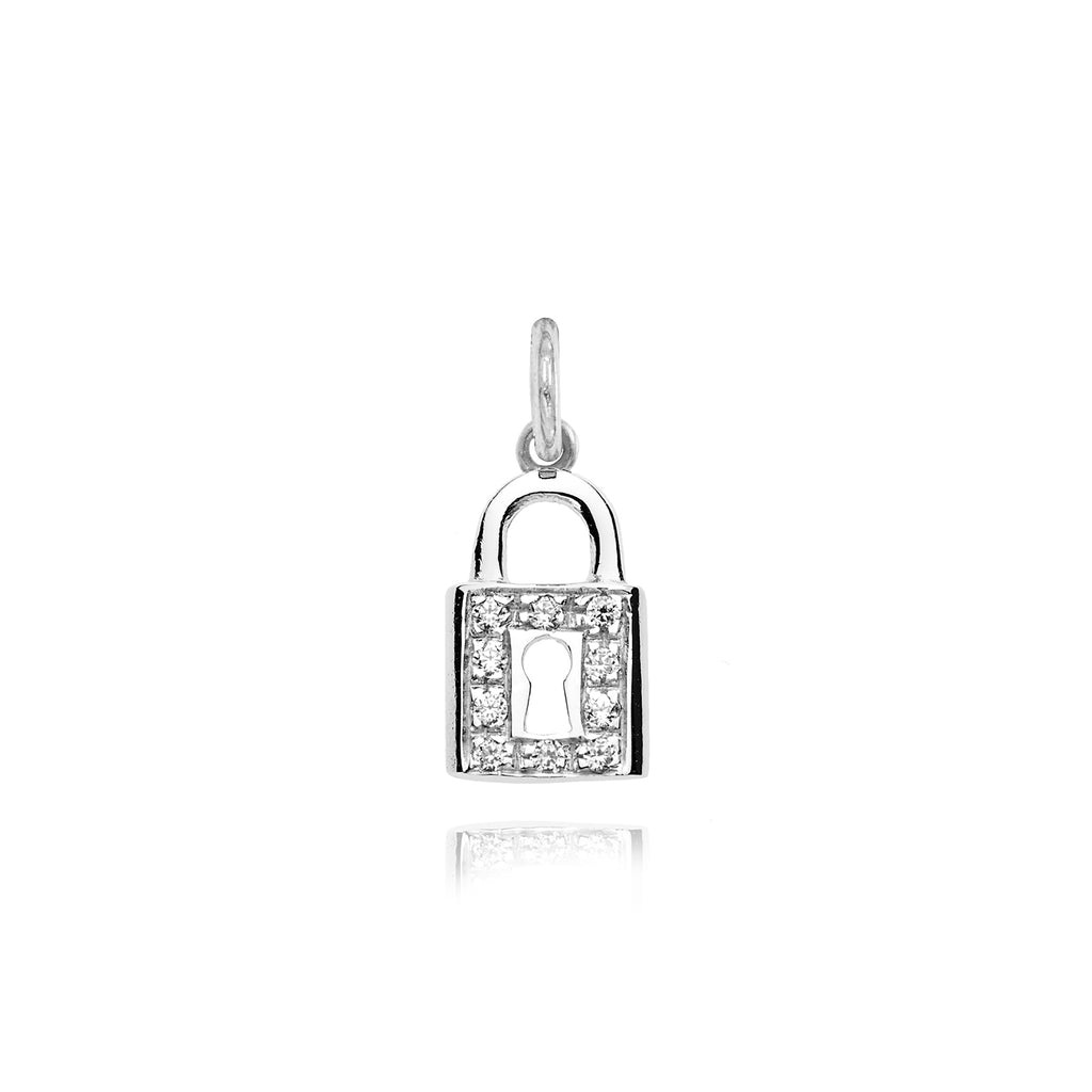 Charm Lucchetto in Oro e Zirconi in Oro bianco | Facco Gioielli