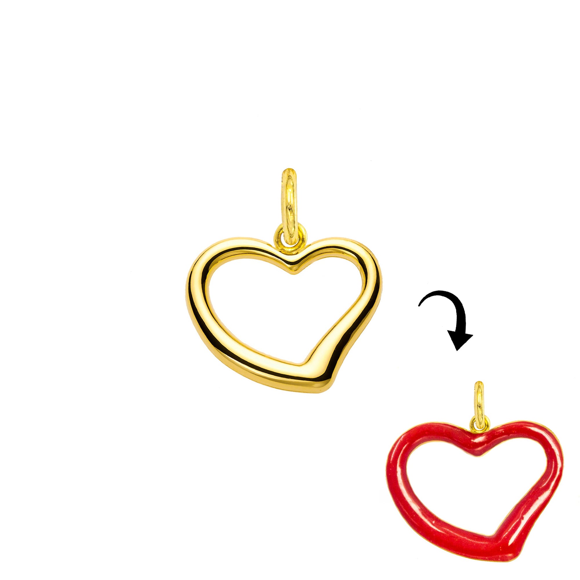 Charm Cuore in Oro e Smalto Rosso