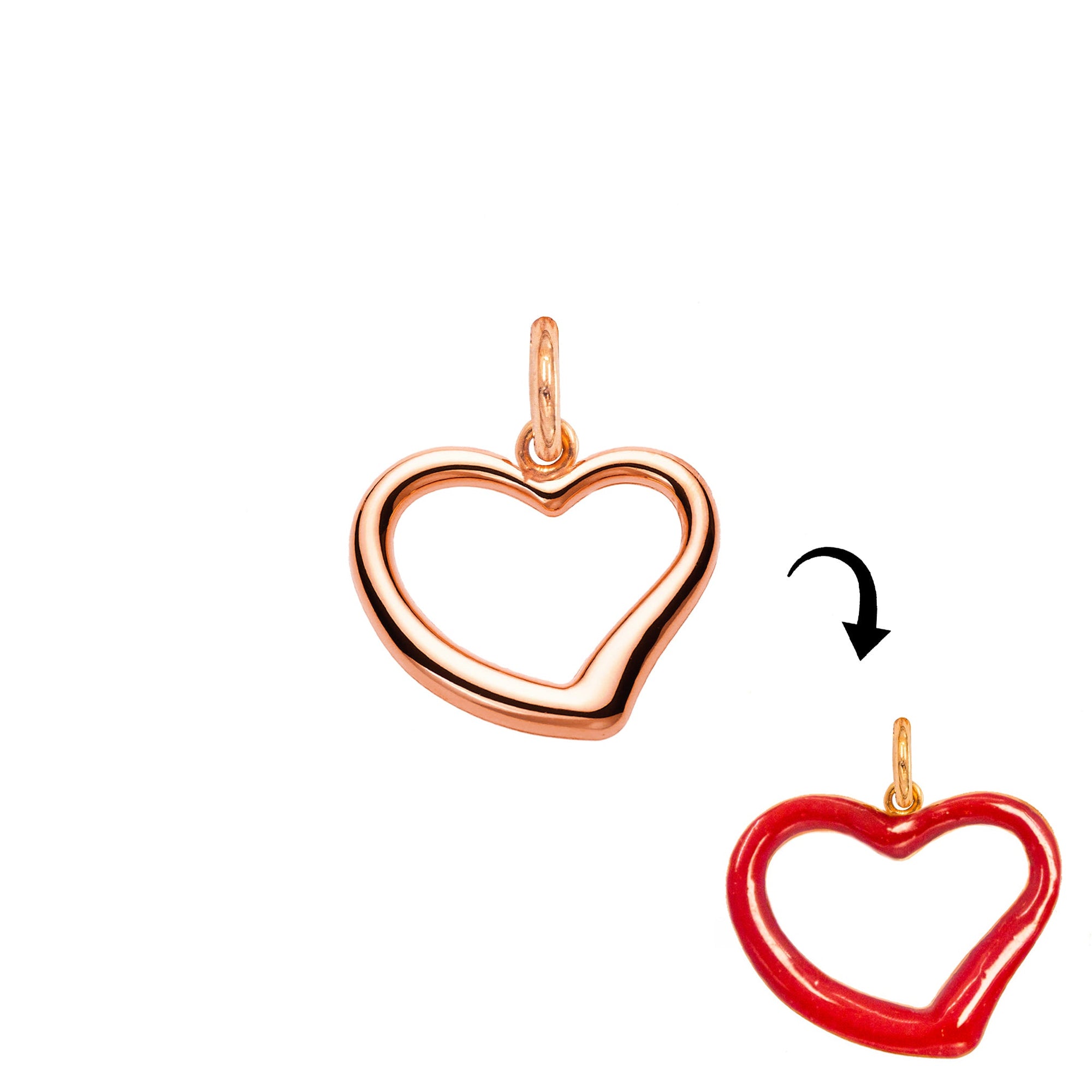 Charm Cuore in Oro e Smalto Rosso