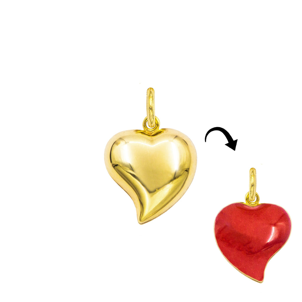 Charm Corazón de Oro con Esmalte Rojo en oro amarillo | Facco Gioielli