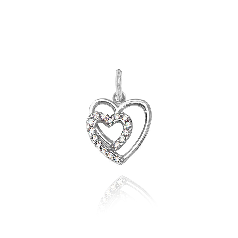 Charm Cuore in Oro e Zirconi in Oro bianco | Facco Gioielli