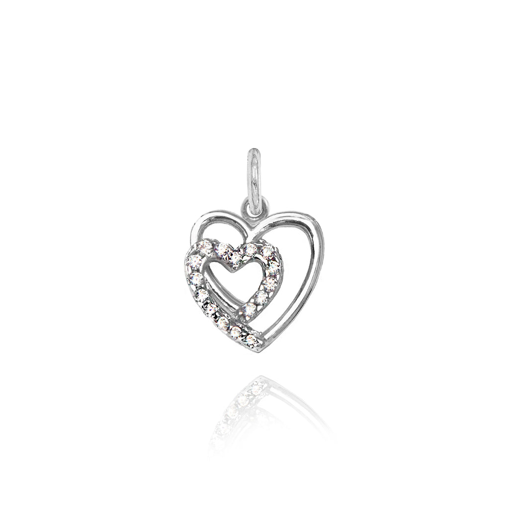 Charm Cuore in Oro e Zirconi in Oro bianco | Facco Gioielli