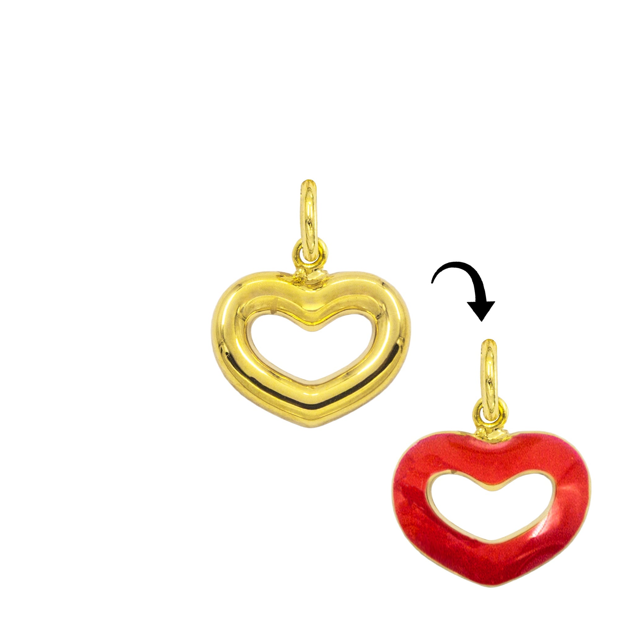 Charm Cuore in Oro e Smalto Rosso