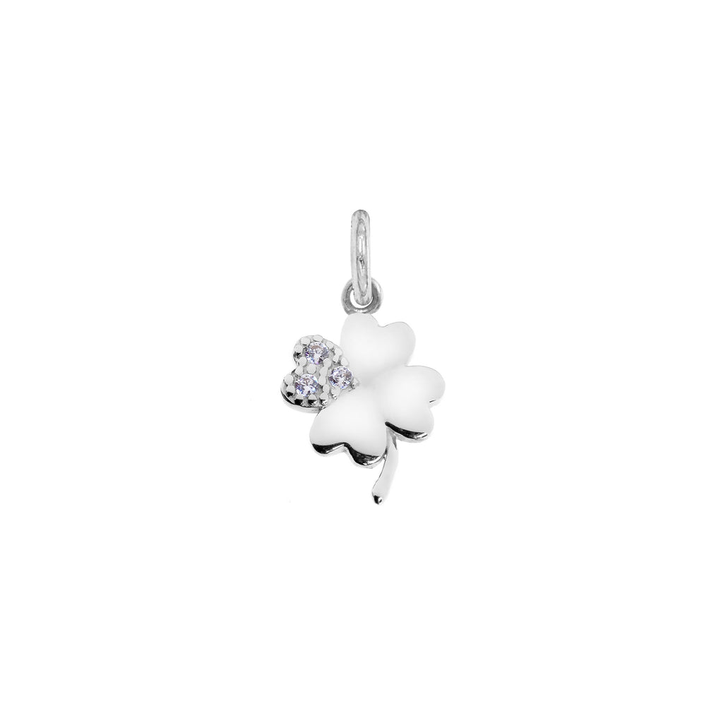 Charm Quadrifoglio in Oro e Zirconi in oro bianco | Facco Gioielli