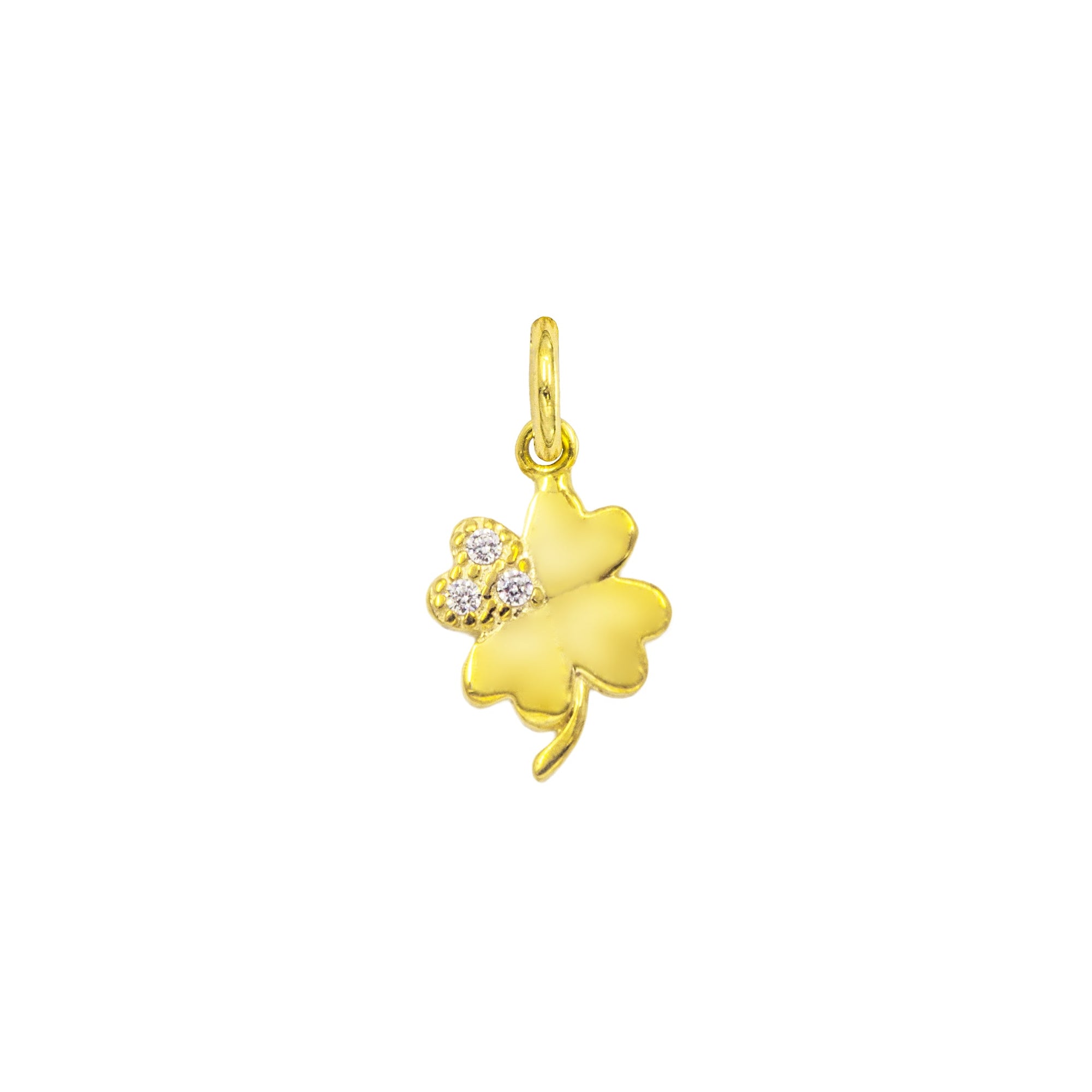 Charm Quadrifoglio in Oro e Zirconi