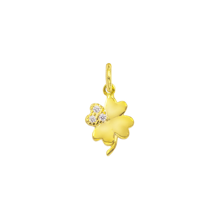 Charm Quadrifoglio in Oro e Zirconi