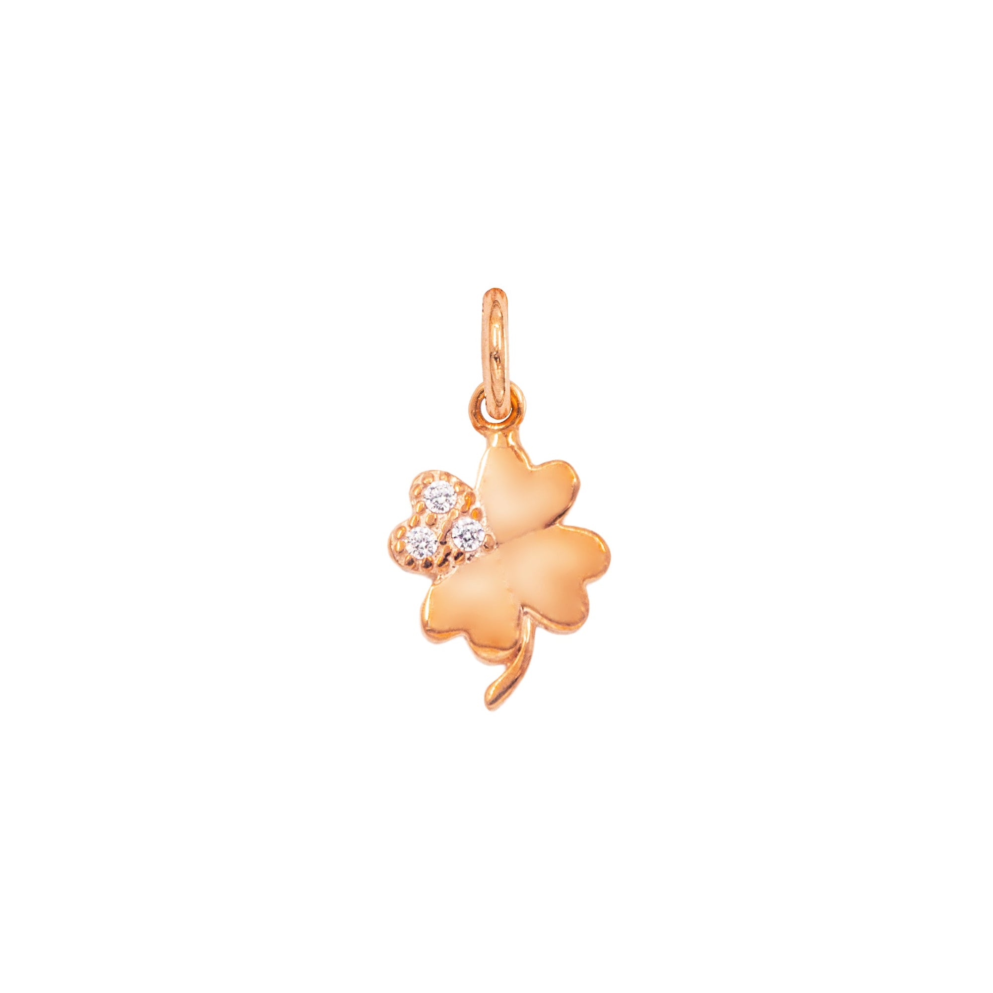 Charm Quadrifoglio in Oro e Zirconi