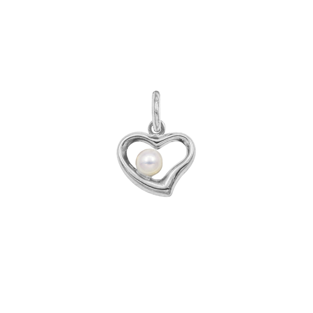 Charm Cuore in Oro e Perla in oro bianco | Facco Gioielli