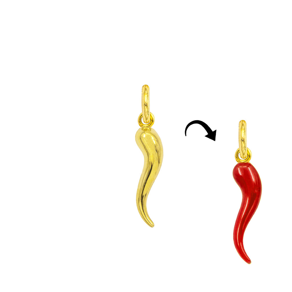 Charm Cornetto de la Suerte de Oro e Smalto Rosso en oro amarillo | Facco Gioielli