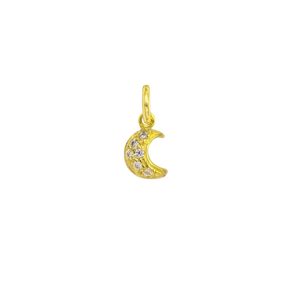 Gold Moon Charm with Zirconia