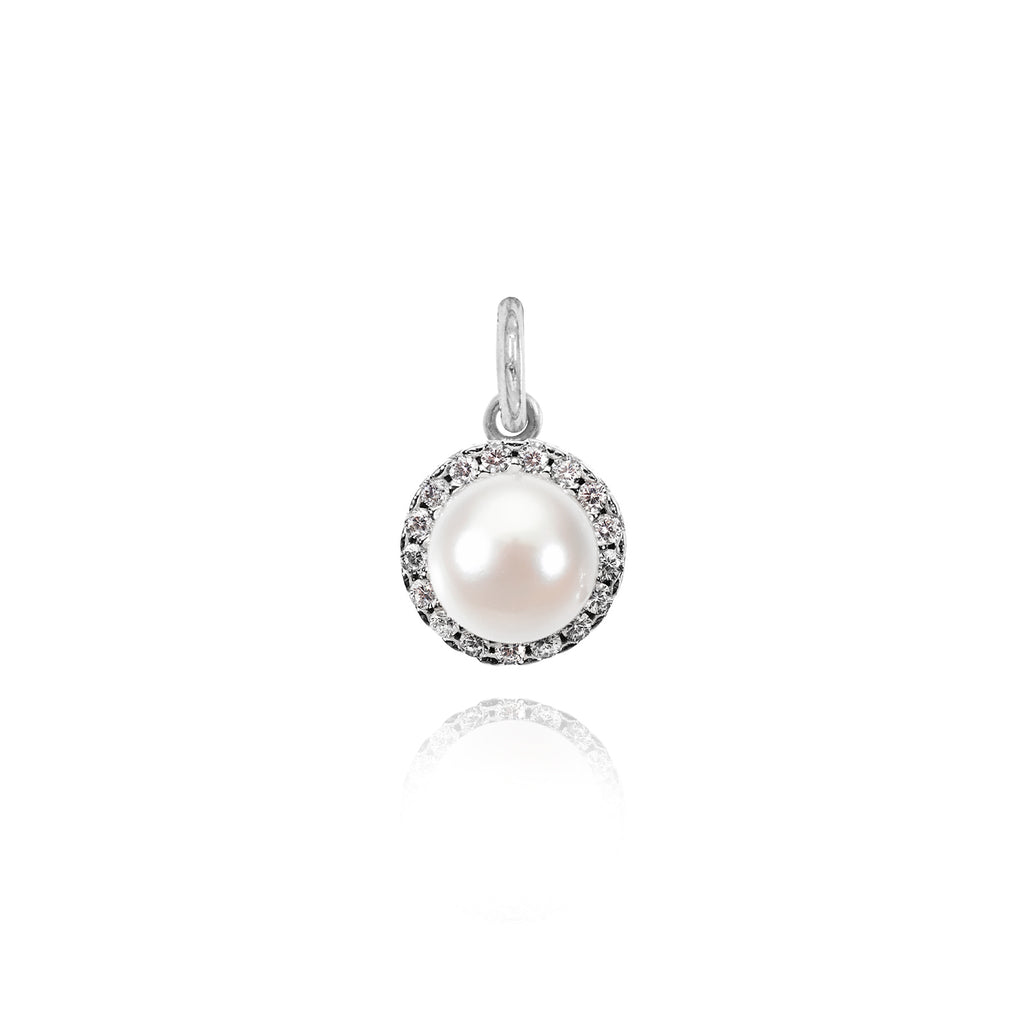 Charm Perla in Oro e Zirconi in Oro bianco | Facco Gioielli