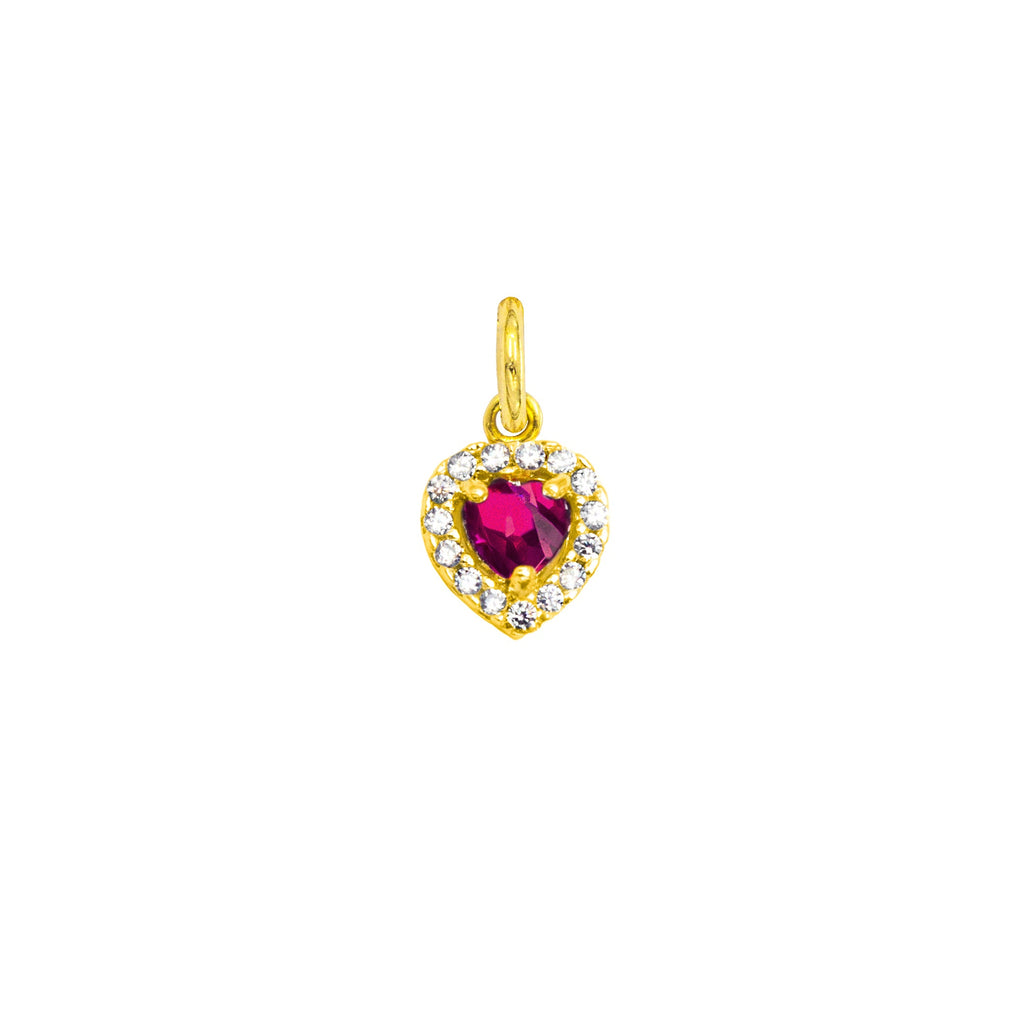 Gold Ruby Charm with Zirconia in yellow gold | Facco Gioielli