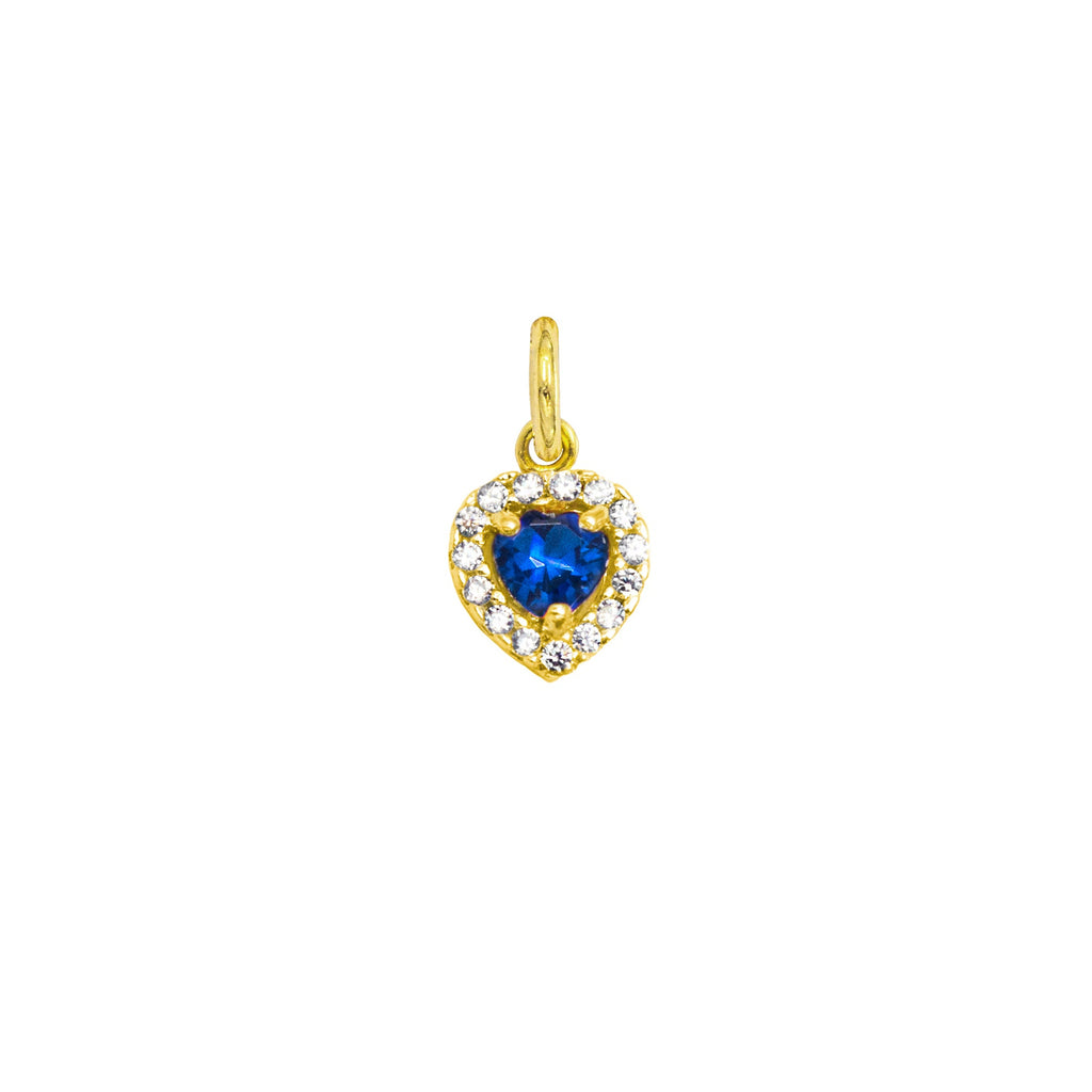 Gold Sapphire Charm with Zirconia in yellow gold | Facco Gioielli