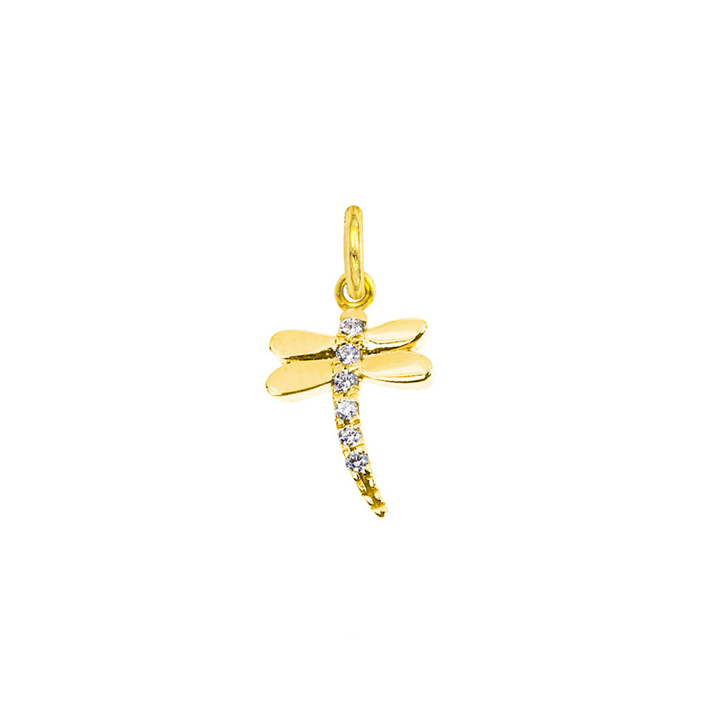 Gold Dragonfly Charm with Zirconia in yellow gold | Facco Gioielli