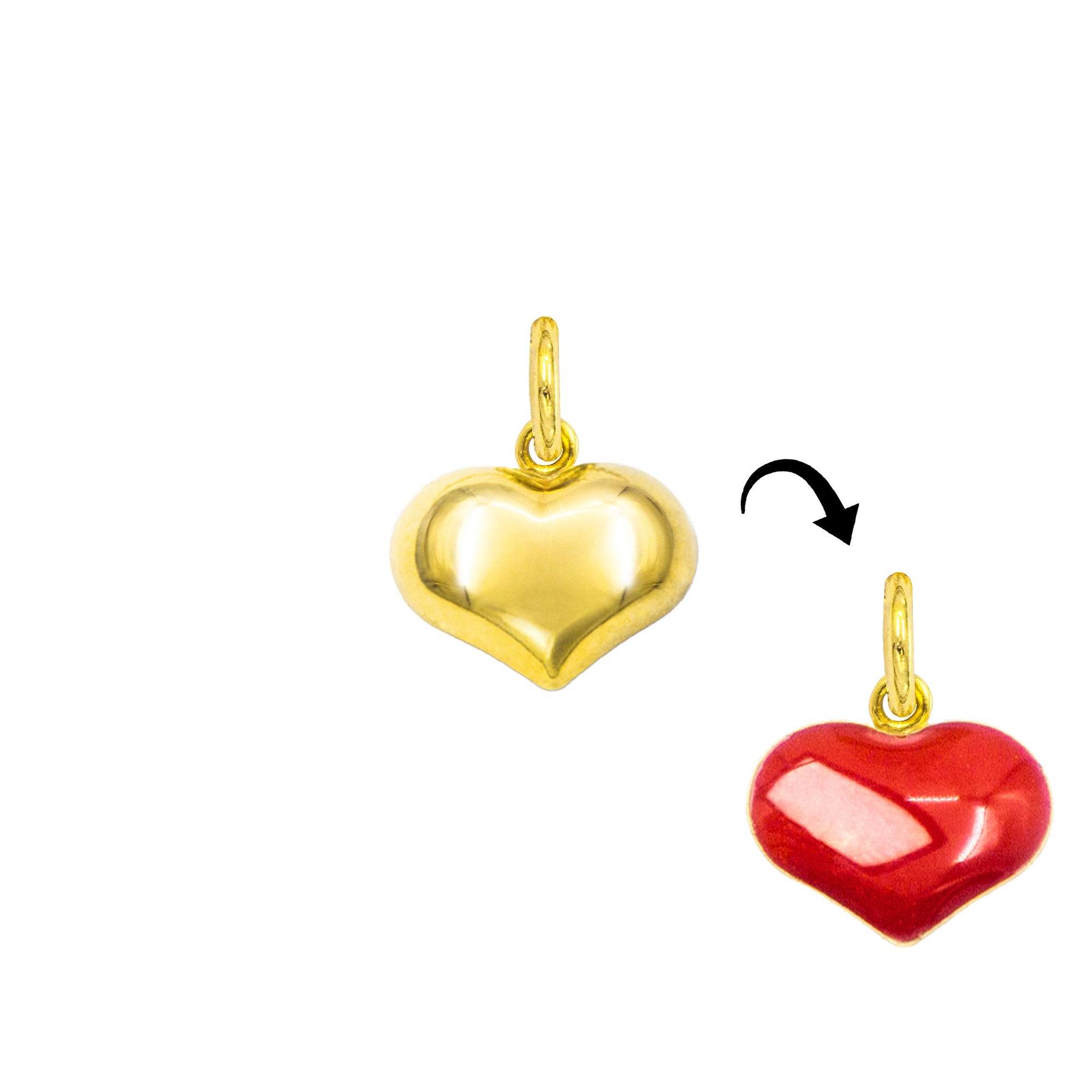 Charm Cuore in Oro e Smalto Rosso