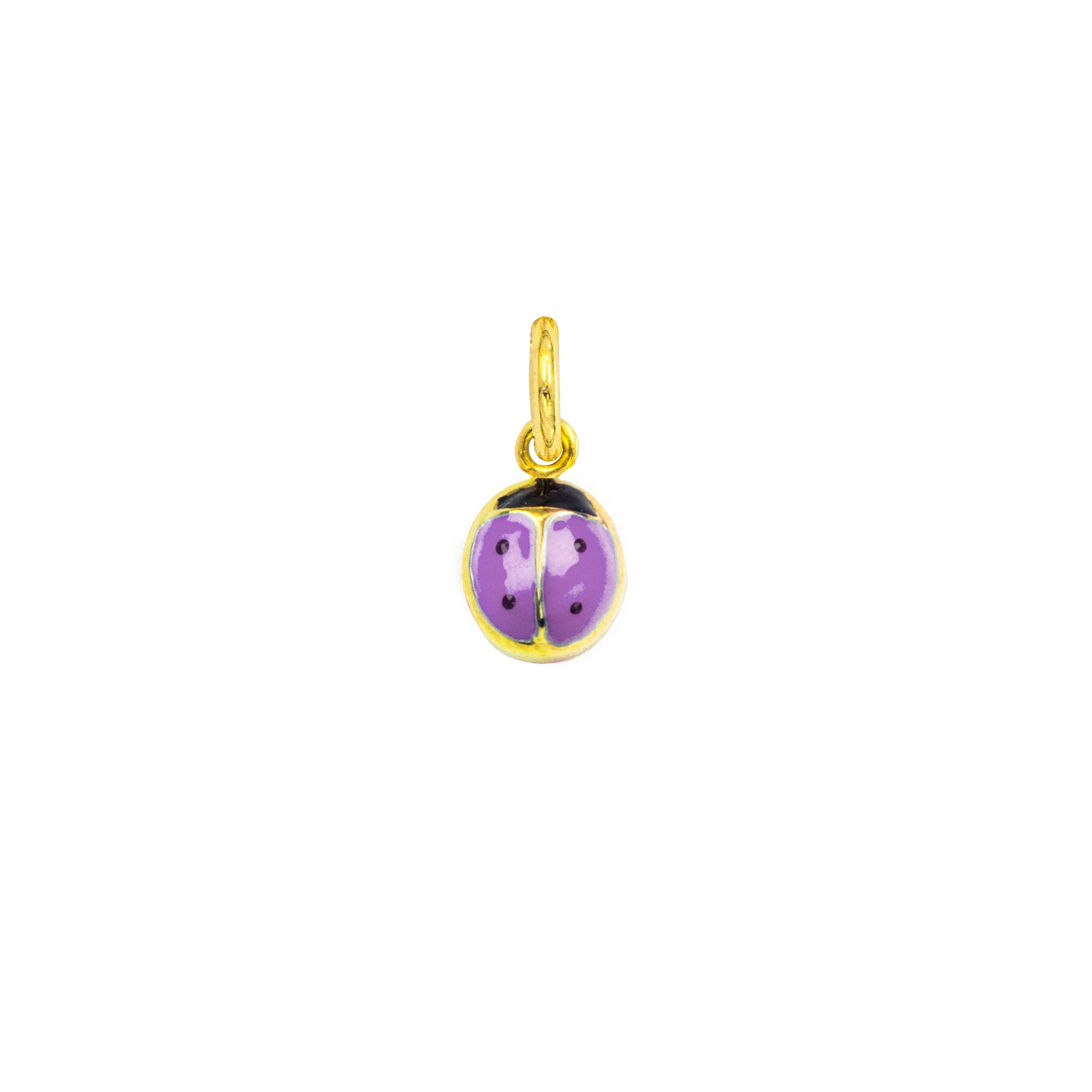 Charm Coccinella in Oro e Smalto Lilla