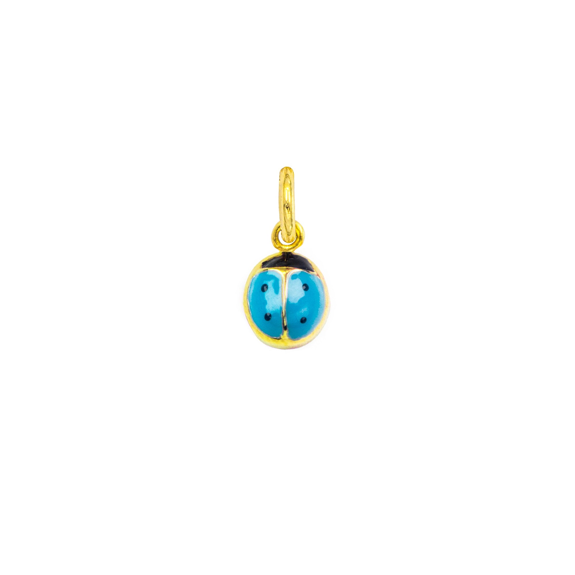 Charm Coccinella in Oro e Smalto Azzurro