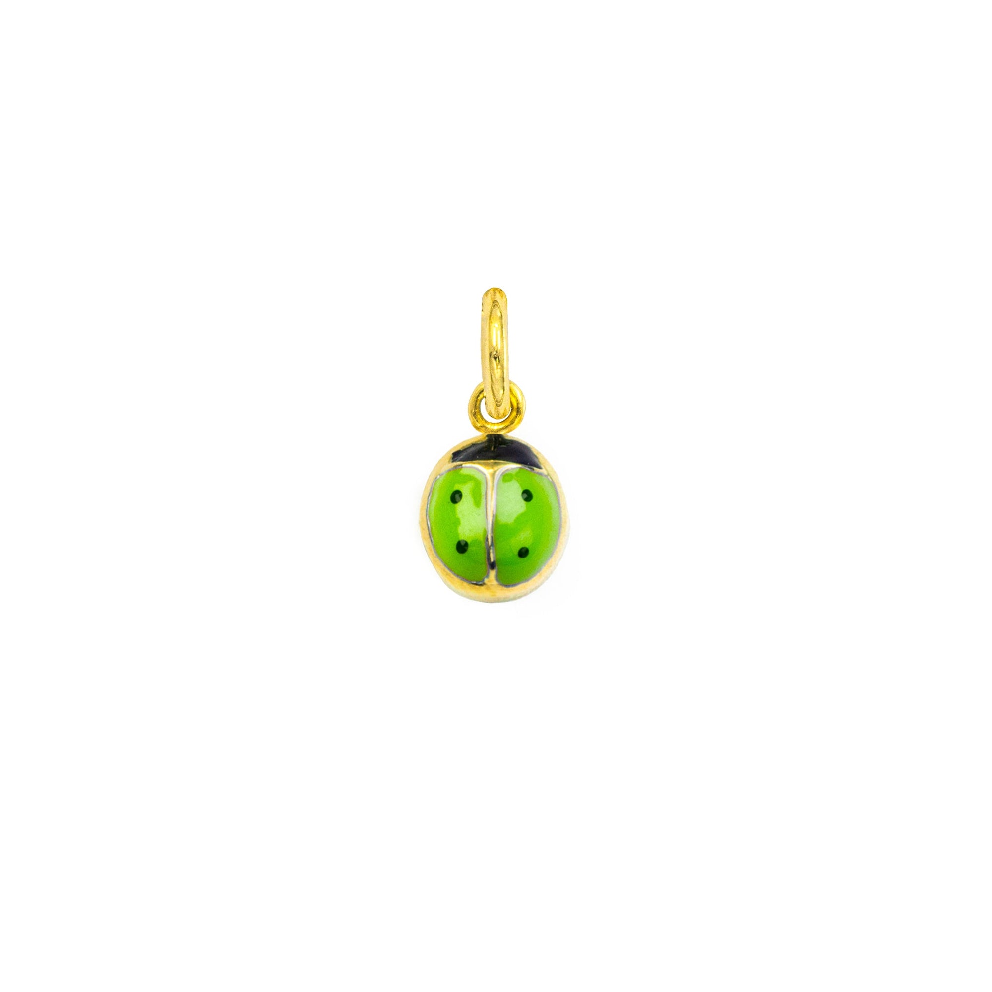 Charm Coccinella in Oro e Smalto Verde
