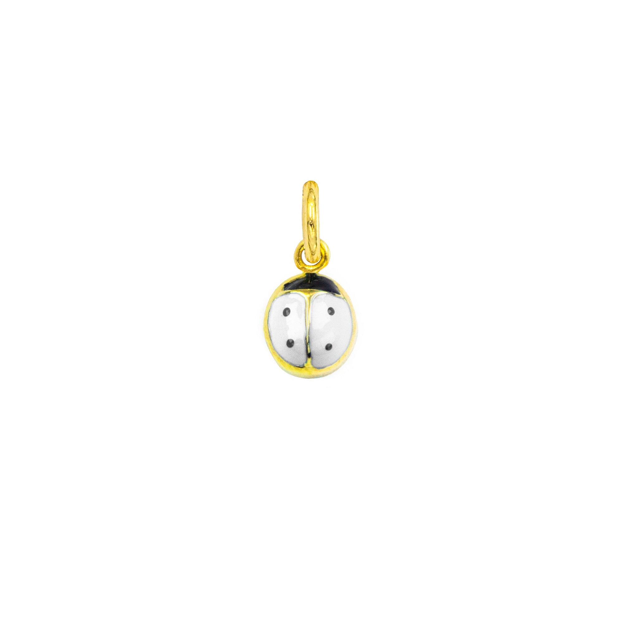 Charm Coccinella in Oro e Smalto Bianco