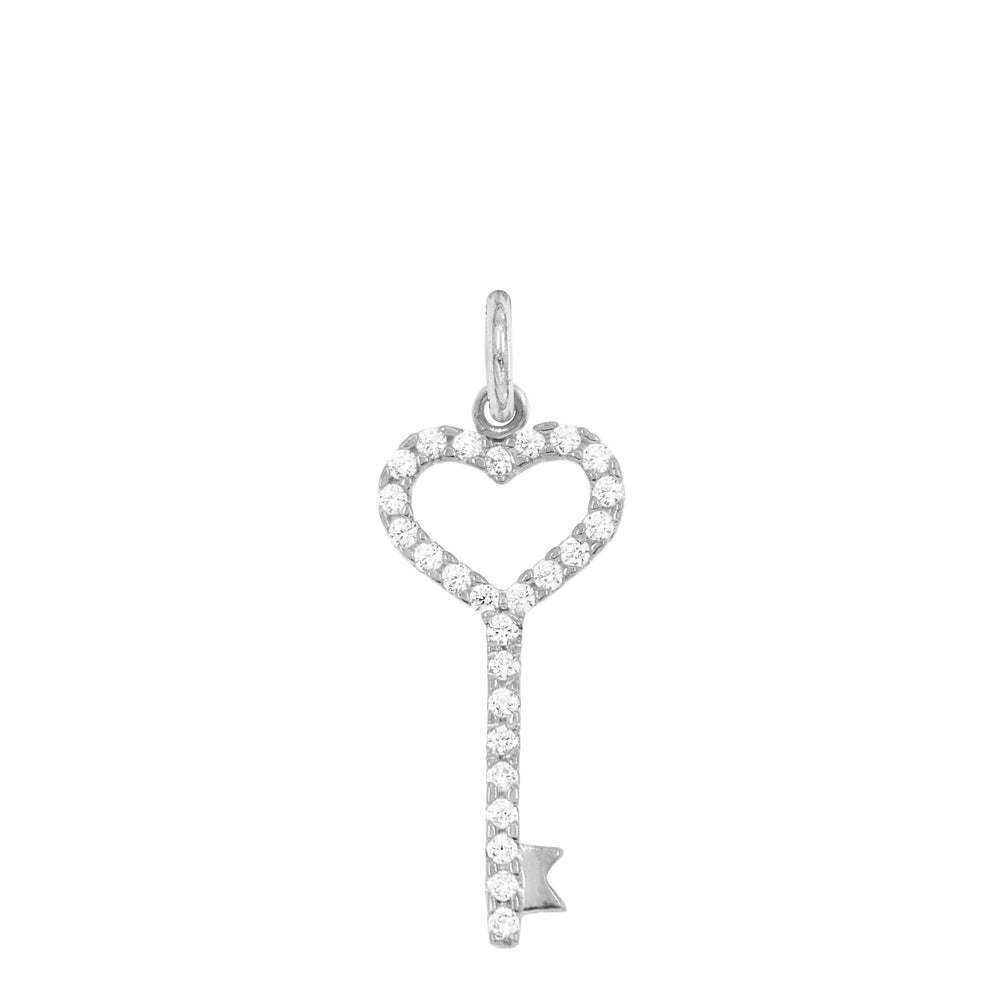 Charm Chiave Cuore in Oro e Zirconi in Oro bianco | Facco Gioielli