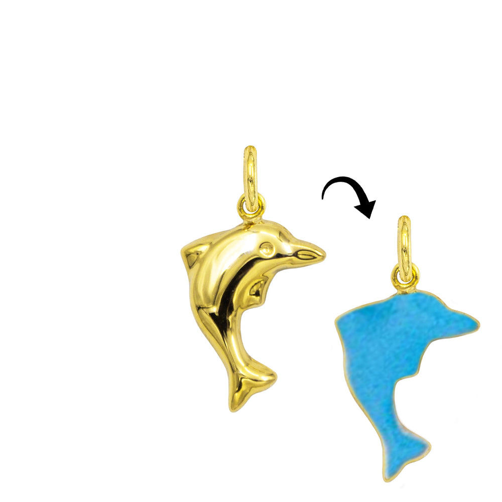 Charm Delfino in Oro e Smalto Azzurro in oro giallo | Facco Gioielli