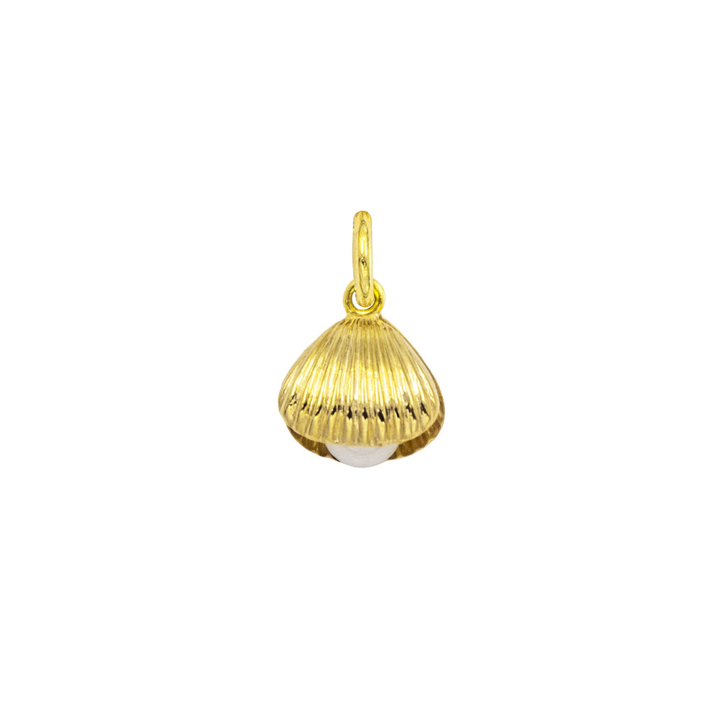 Gold Shell Charm with Pearl in yellow gold | Facco Gioielli
