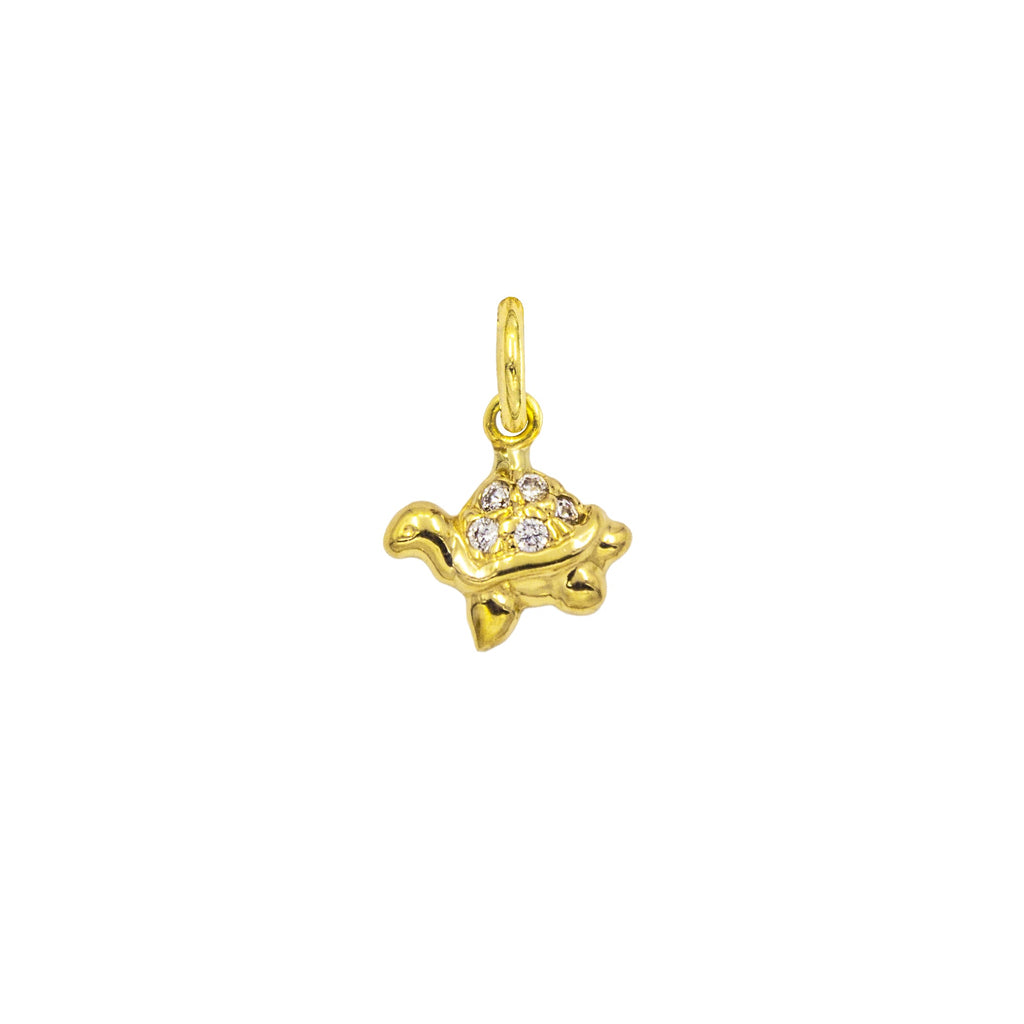 Gold Turtle Charm with Zirconia in yellow gold | Facco Gioielli
