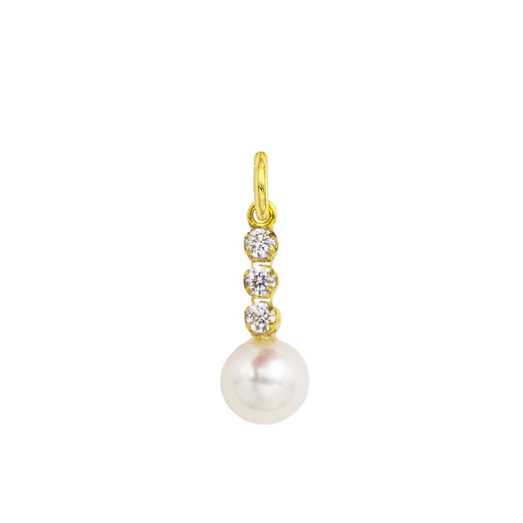 Gold Pearl Charm e Zirconi in yellow gold | Facco Gioielli