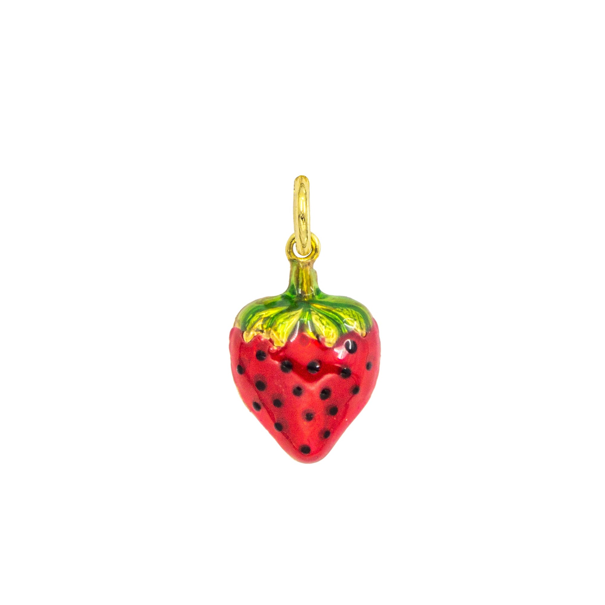 Charm Fragola in Oro e Smalto Rosso