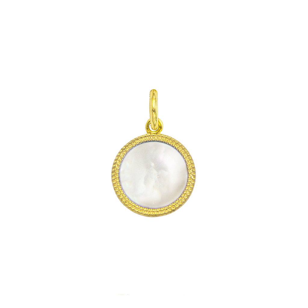 Gold Circle Charm with Mother-of-Pearl in yellow gold | Facco Gioielli