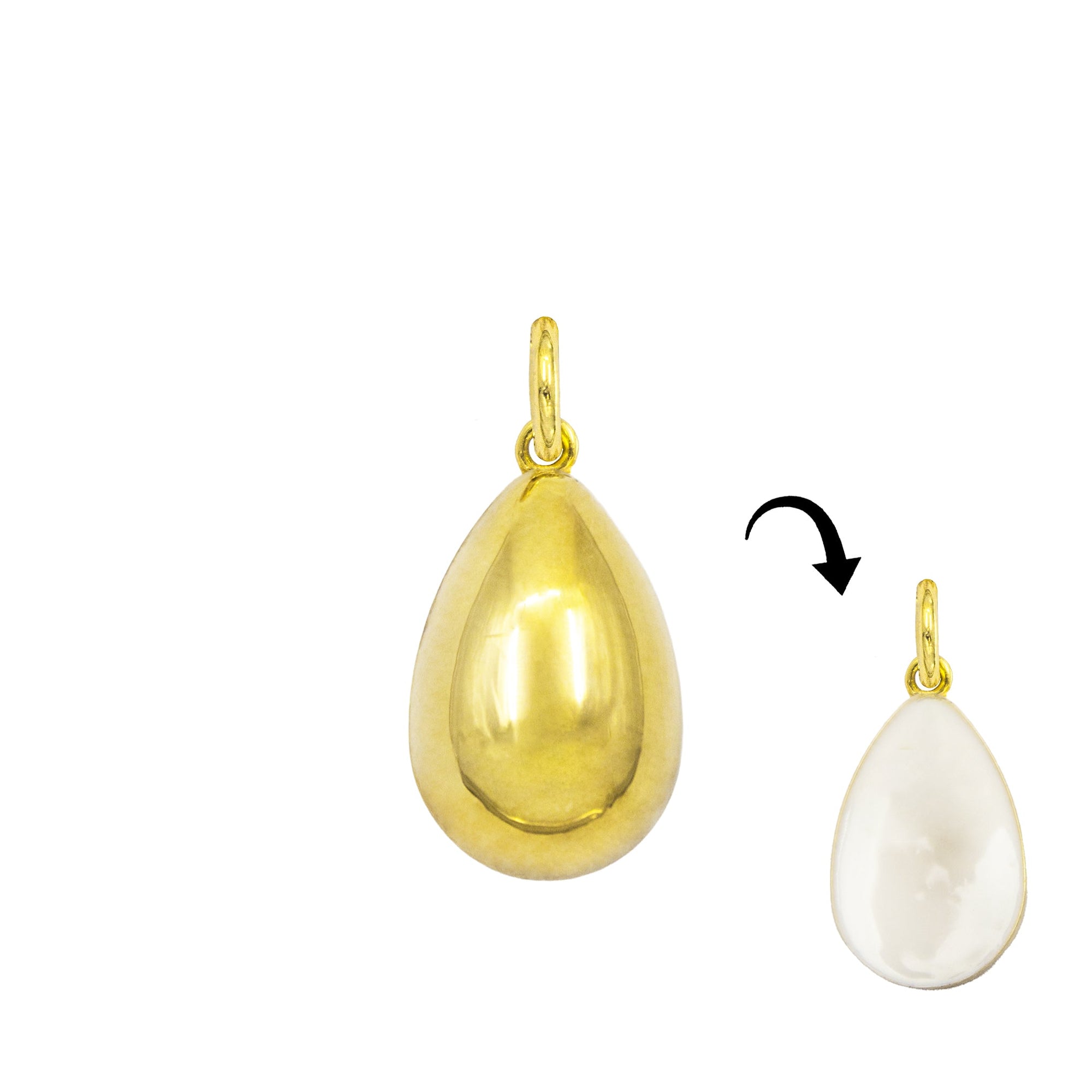 Charm Goccia in Oro e Smalto Bianco