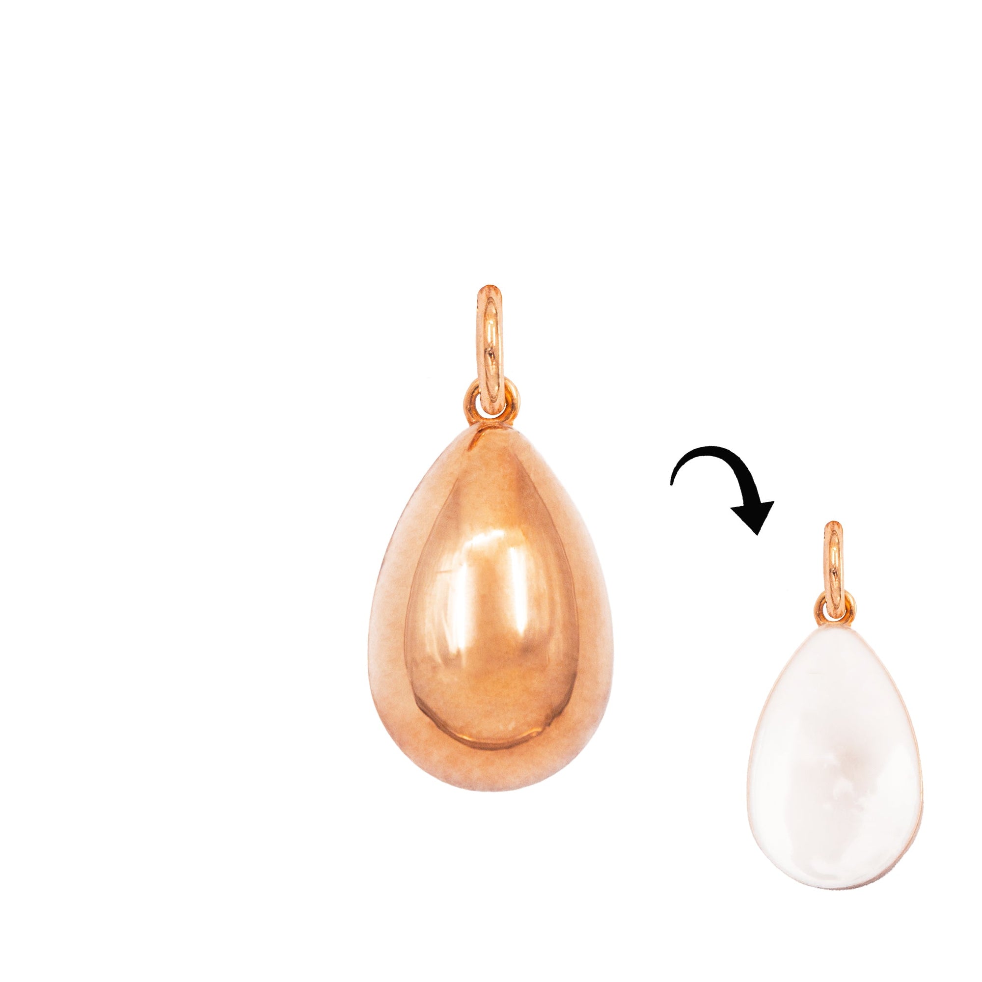 Charm Goccia in Oro e Smalto Bianco