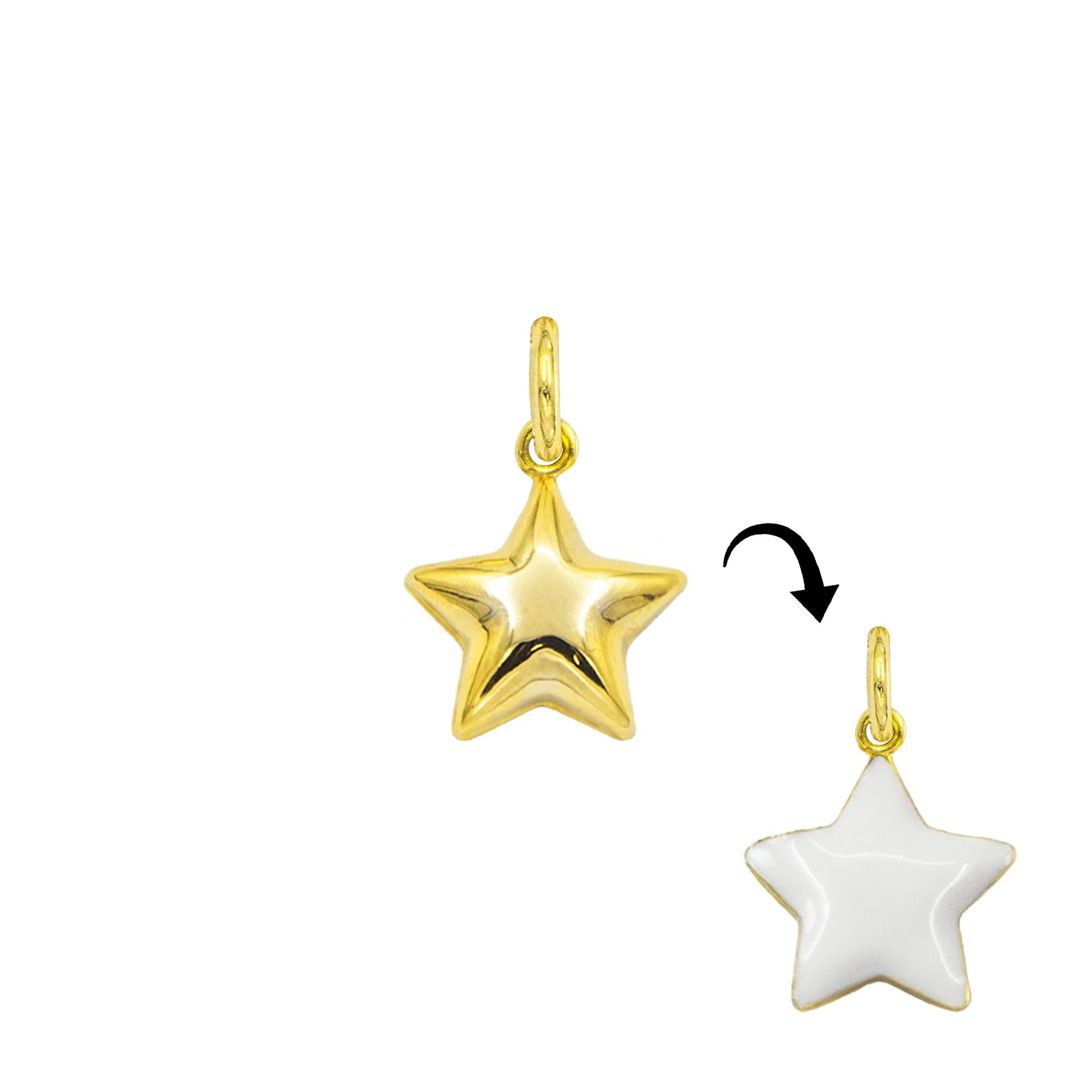 Charm Stella in Oro e Smalto Bianco