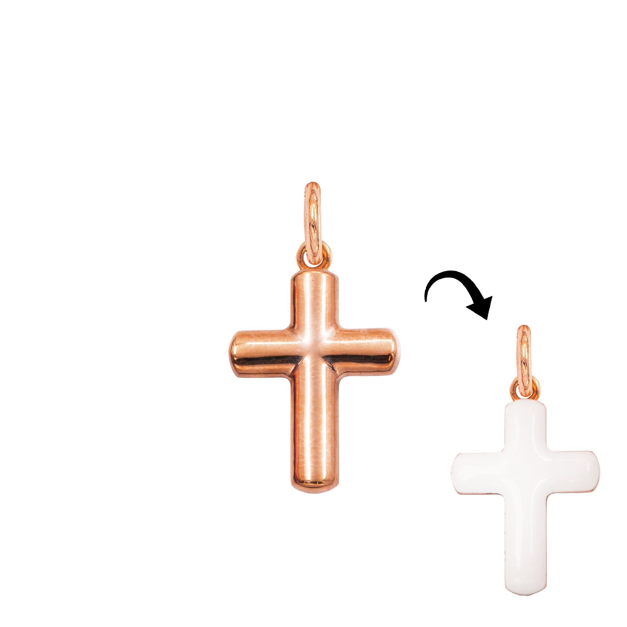 Charm Croce in Oro e Smalto Bianco