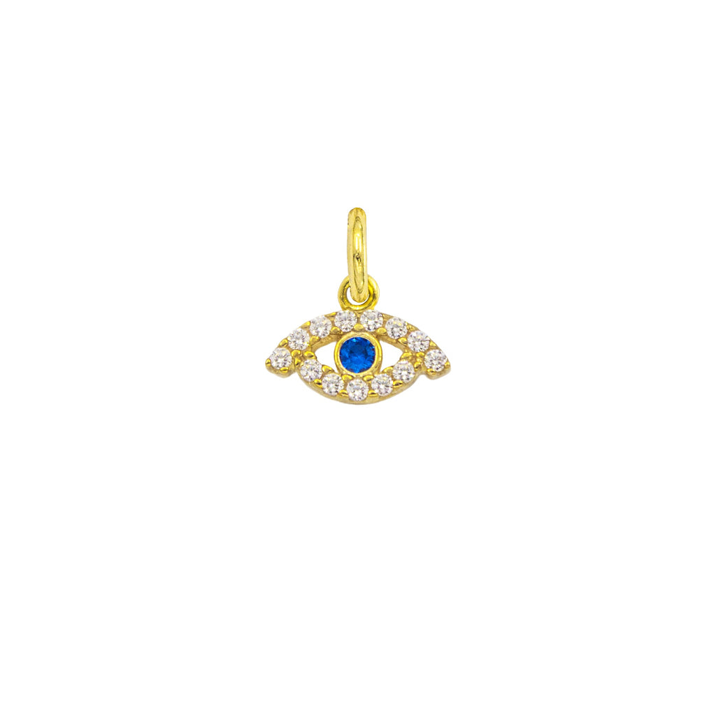 Gold Lucky Eye Charm with Zirconia in yellow gold | Facco Gioielli