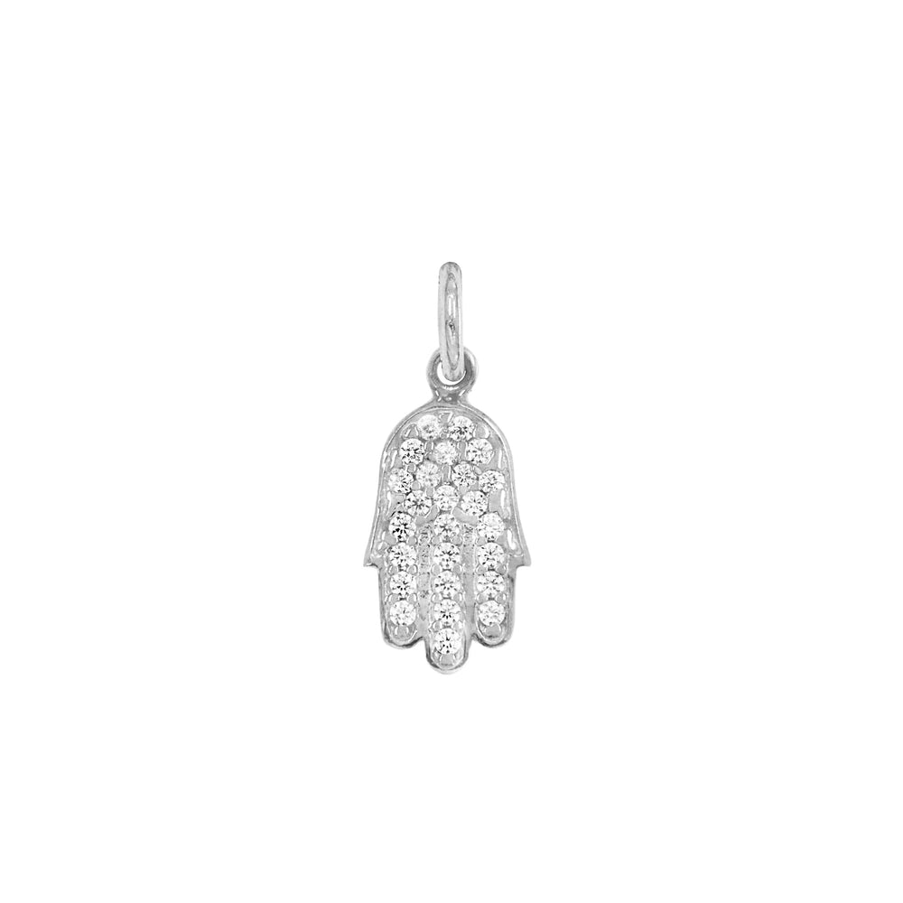 Charm Mano di Fatima in Oro e Zirconi in oro bianco | Facco Gioielli