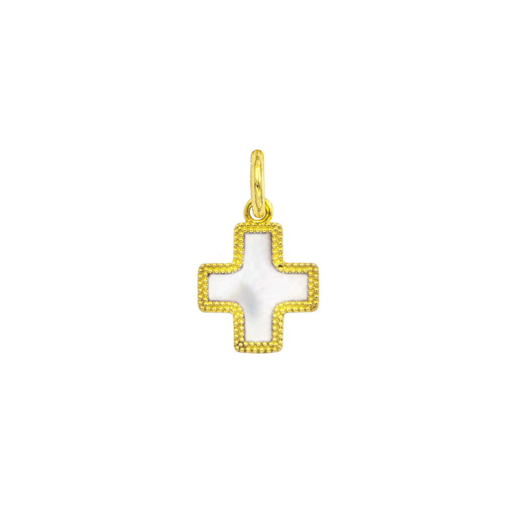 Gold Cross Charm e Madreperla in yellow gold | Facco Gioielli