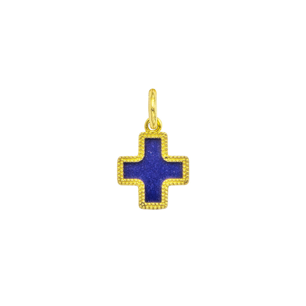 Charm Croce in Oro e Lapislazzuli in oro giallo | Facco Gioielli