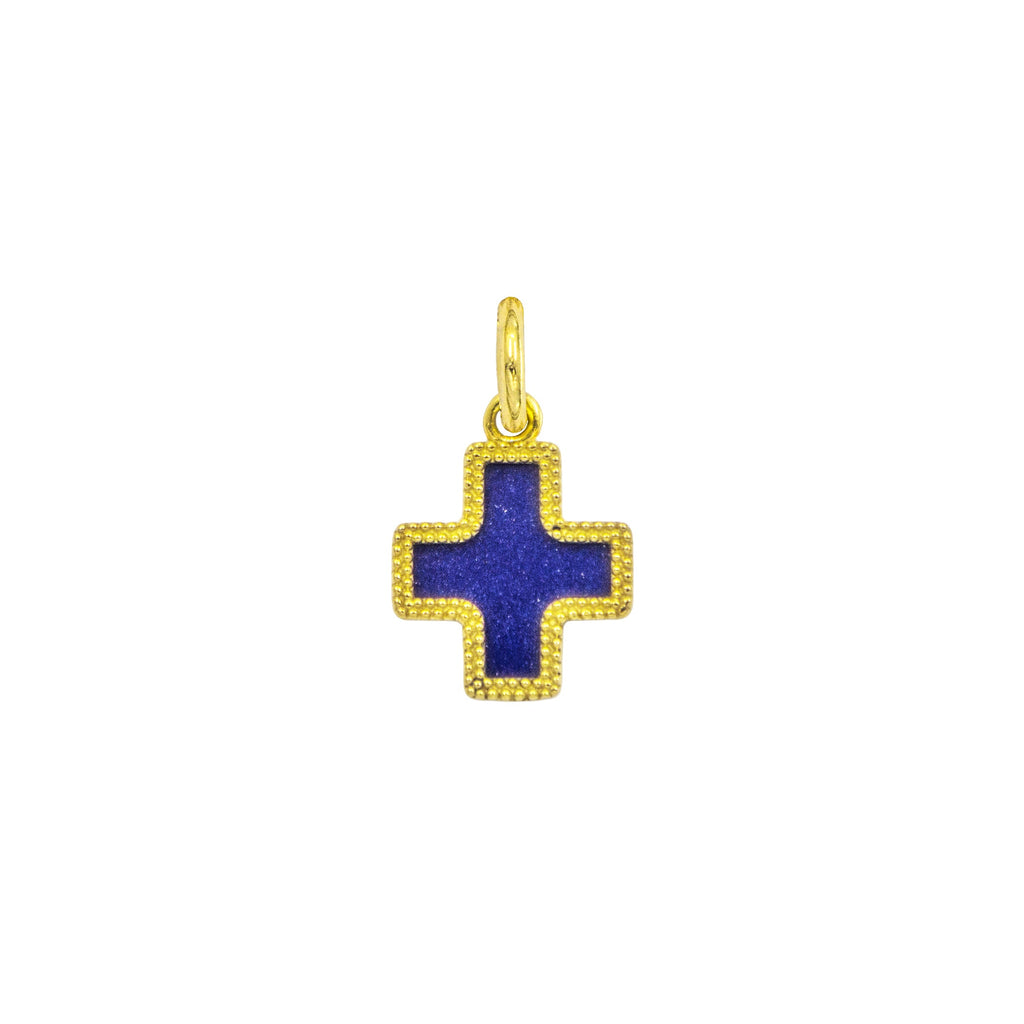 Gold Cross Charm e Lapislazzuli in yellow gold | Facco Gioielli