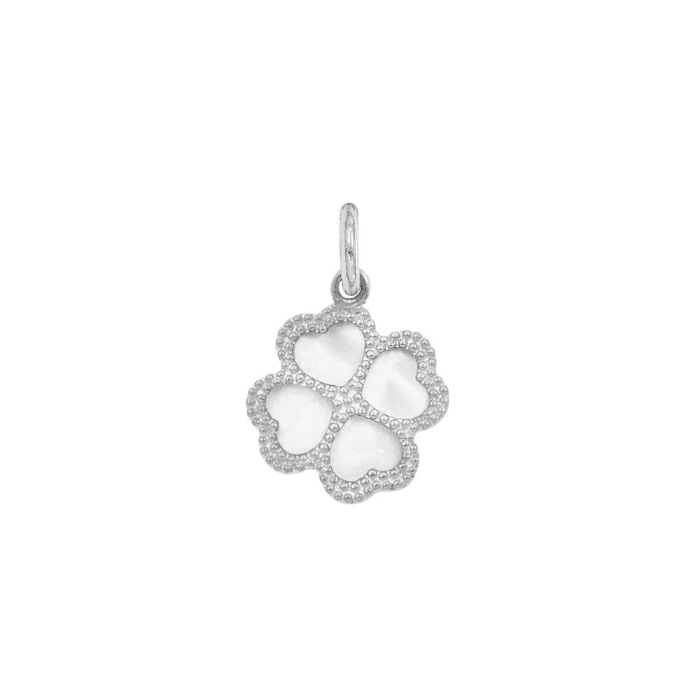 Charm Quadrifoglio in Oro e Madreperla in oro bianco | Facco Gioielli